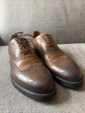 Roberto Serpentini Men’s Brown/Black Leather Oxford Dress Shoes Size: 43/US: 10